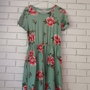 Reb & J Womens Floral Green Dress Size